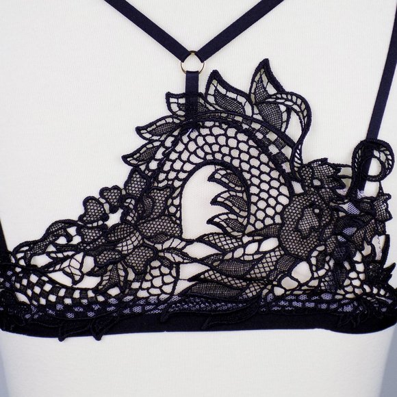 nwt Victoria's Secret bralette bra lingerie lace dragon embroidery design - Picture 4 of 12